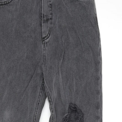 River Island Girls Grey Cotton Tapered Jeans Size 10 Years L23.5 in Regular Zip