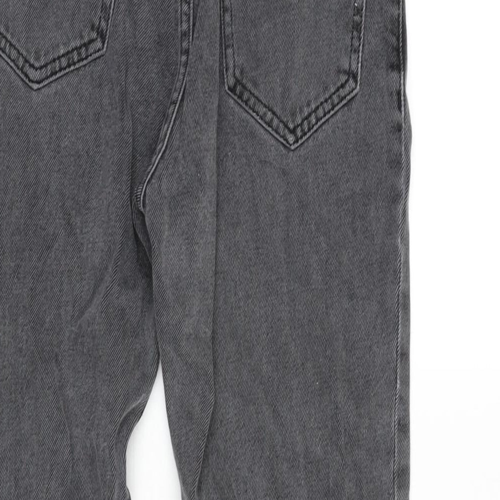 River Island Girls Grey Cotton Tapered Jeans Size 10 Years L23.5 in Regular Zip