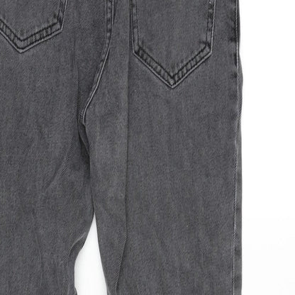 River Island Girls Grey Cotton Tapered Jeans Size 10 Years L23.5 in Regular Zip
