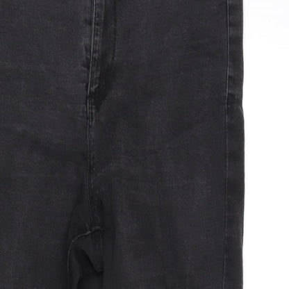 Denim & Co. Womens Grey Cotton Blend Tapered Jeans Size 12 L27 in Regular Zip - Raw Hem