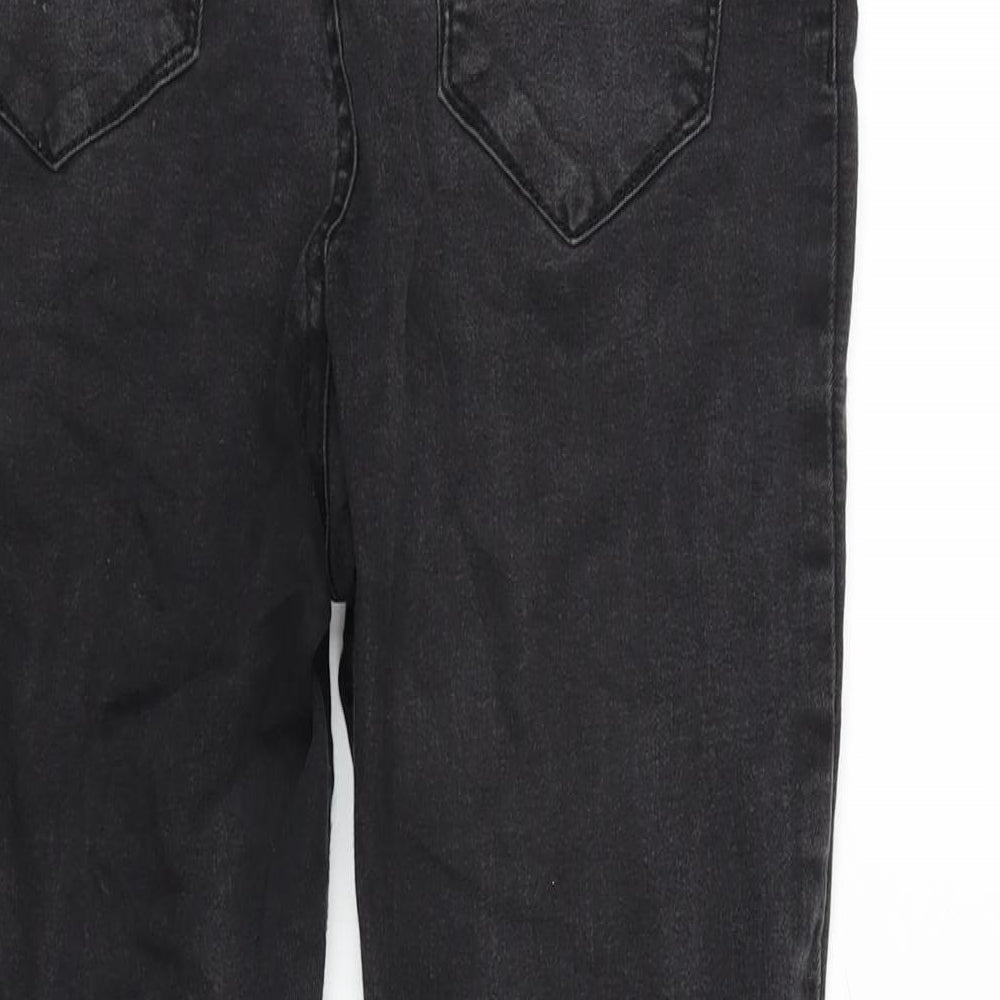 Denim & Co. Womens Grey Cotton Blend Tapered Jeans Size 12 L27 in Regular Zip - Raw Hem