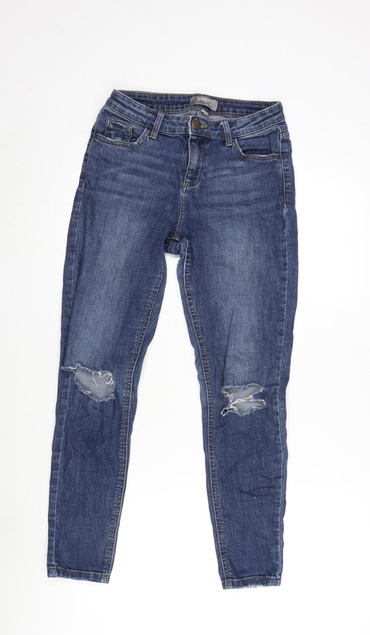 Dorothy Perkins Womens Blue Cotton Blend Tapered Jeans Size 8 L26.5 in Regular Zip