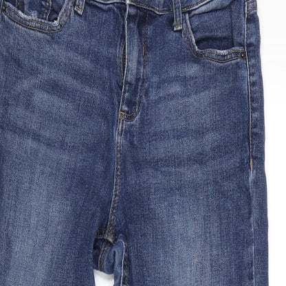 Dorothy Perkins Womens Blue Cotton Blend Tapered Jeans Size 8 L26.5 in Regular Zip