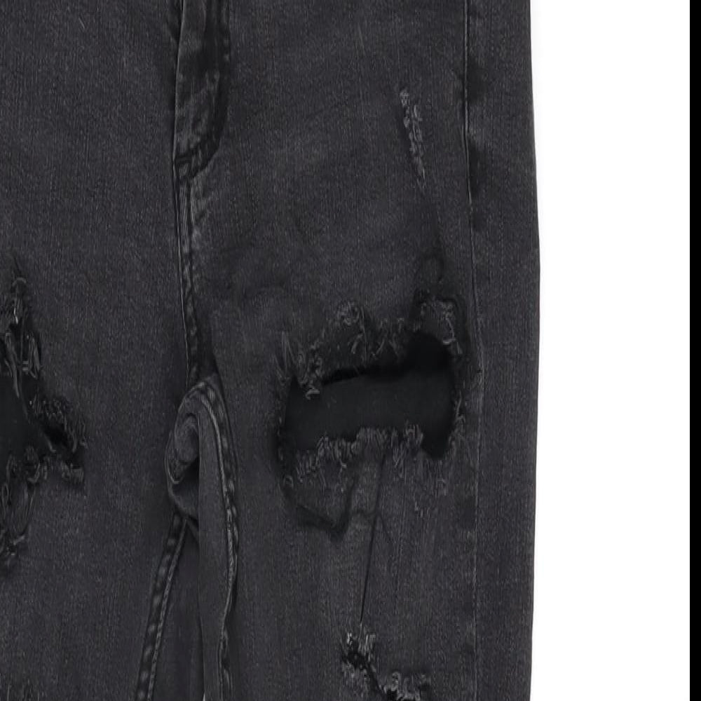 Denim & Co. Womens Grey Cotton Blend Straight Jeans Size 12 L25.5 in Regular Zip