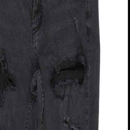 Denim & Co. Womens Grey Cotton Blend Straight Jeans Size 12 L25.5 in Regular Zip