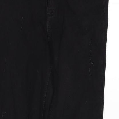 Denim & Co. Womens Black Cotton Blend Tapered Jeans Size 10 L29 in Regular Zip