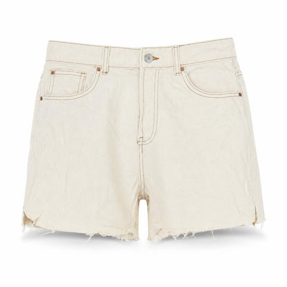 Denim & Co. Womens Ivory Cotton Cut-Off Shorts Size 12 Regular Zip