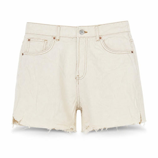 Denim & Co. Womens Ivory Cotton Cut-Off Shorts Size 12 Regular Zip