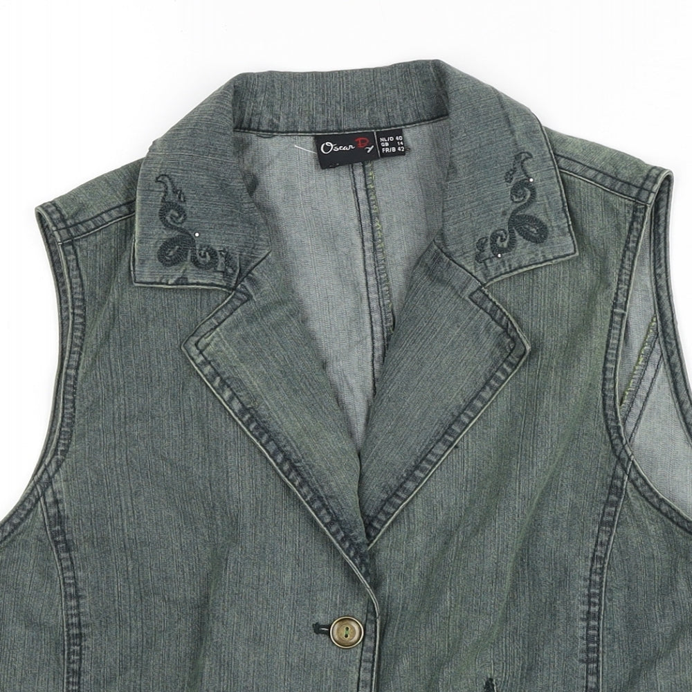 Womens UK Size 14 Oscar B Green Gilet