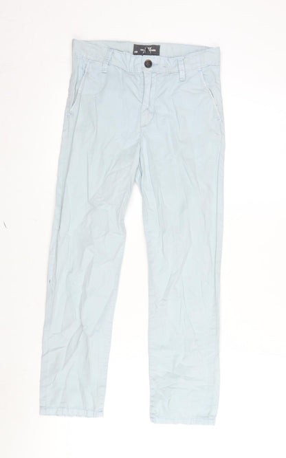 H&M Girls Blue Cotton Straight Jeans Size 9-10 Years L23 in Regular Zip