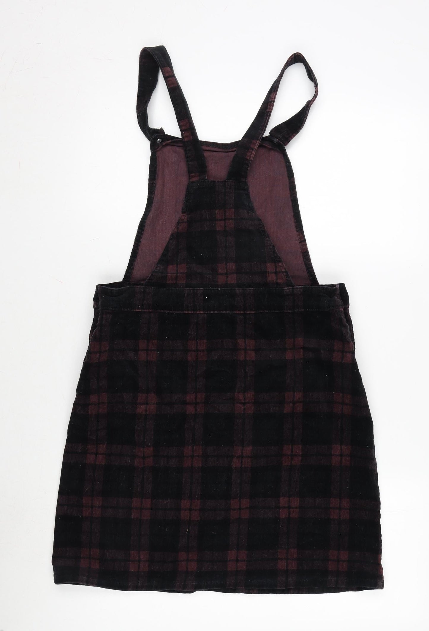 TU Womens Multicoloured Check Polyester A-Line Size 10 Square Neck Snap