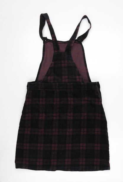 TU Womens Multicoloured Check Polyester A-Line Size 10 Square Neck Snap