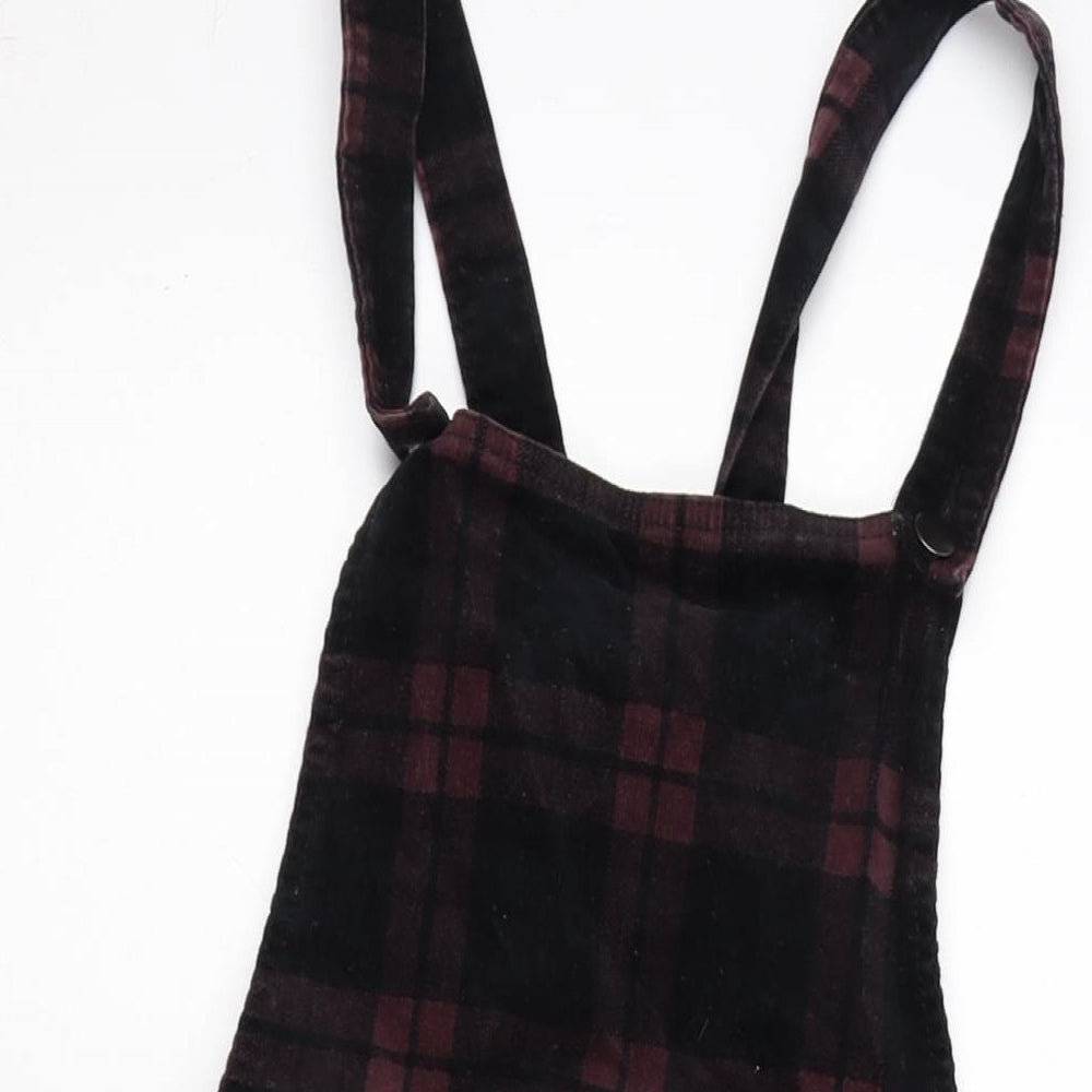 TU Womens Multicoloured Check Polyester A-Line Size 10 Square Neck Snap