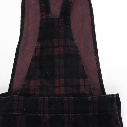 TU Womens Multicoloured Check Polyester A-Line Size 10 Square Neck Snap