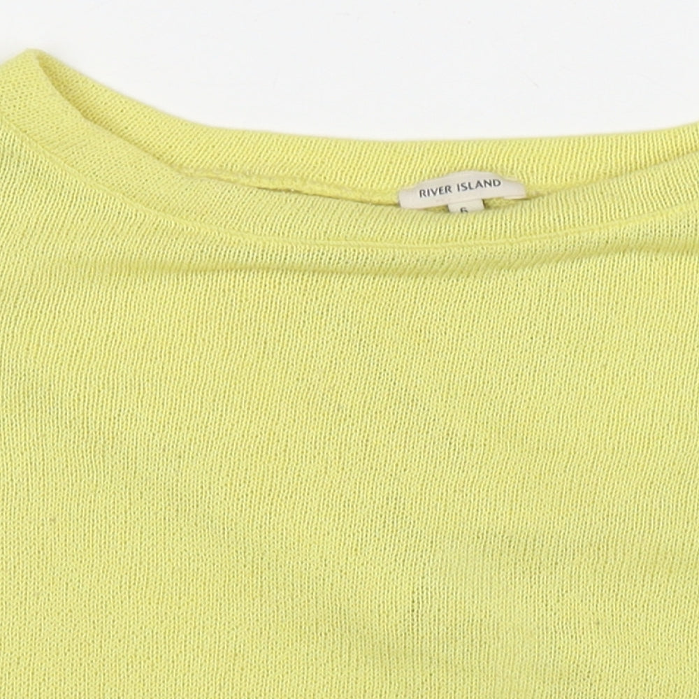 Womens UK Size 6 River Island Yellow Pullover Jumper