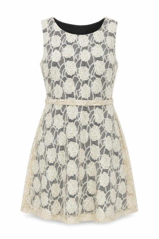 Mela London Womens Ivory Polyester A-Line Size 8 Round Neck Pullover