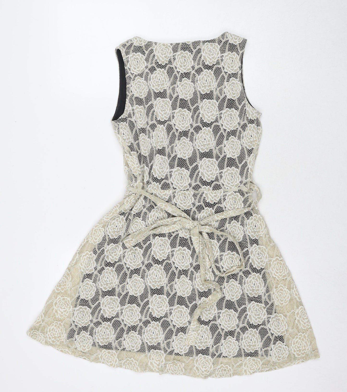 Mela London Womens Ivory Polyester A-Line Size 8 Round Neck Pullover