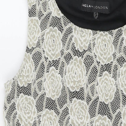 Mela London Womens Ivory Polyester A-Line Size 8 Round Neck Pullover