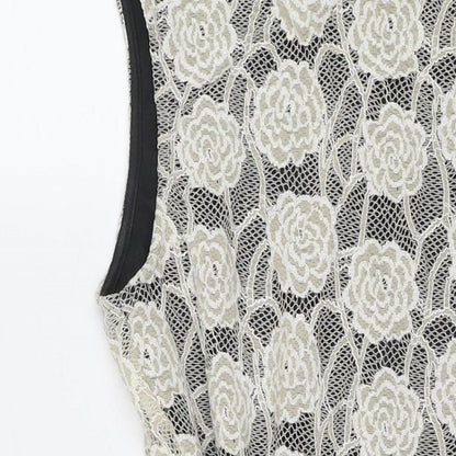 Mela London Womens Ivory Polyester A-Line Size 8 Round Neck Pullover