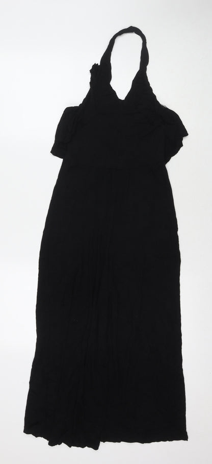 QED London Womens Black Viscose Jumpsuit One-Piece Size 10 L20 in Pullover