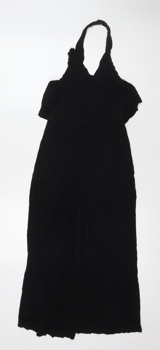 QED London Womens Black Viscose Jumpsuit One-Piece Size 10 L20 in Pullover