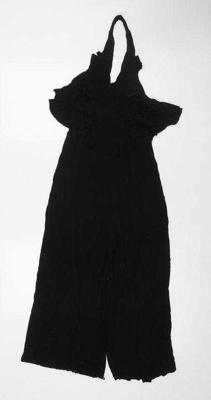 QED London Womens Black Viscose Jumpsuit One-Piece Size 10 L20 in Pullover