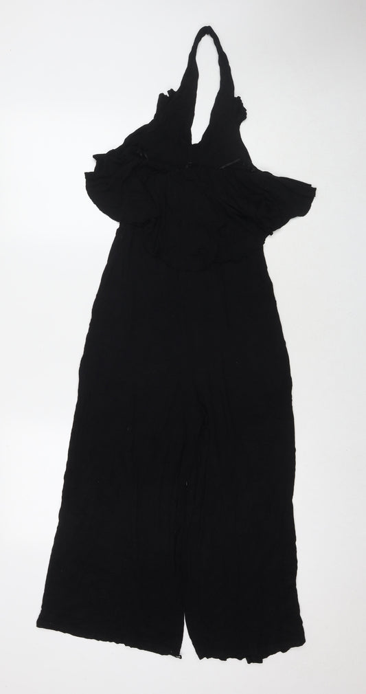 QED London Womens Black Viscose Jumpsuit One-Piece Size 10 L20 in Pullover