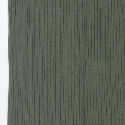 Marks and Spencer Womens Green Viscose Tank Dress Size 8 Round Neck Pullover - Ribbed