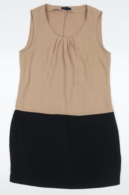 Gap Womens Brown Colourblock Polyester A-Line Size 10 Scoop Neck Pullover