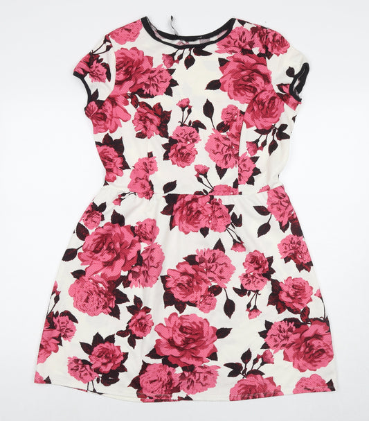 Dorothy Perkins Womens Multicoloured Floral Polyester Fit & Flare Size 14 Round Neck Pullover