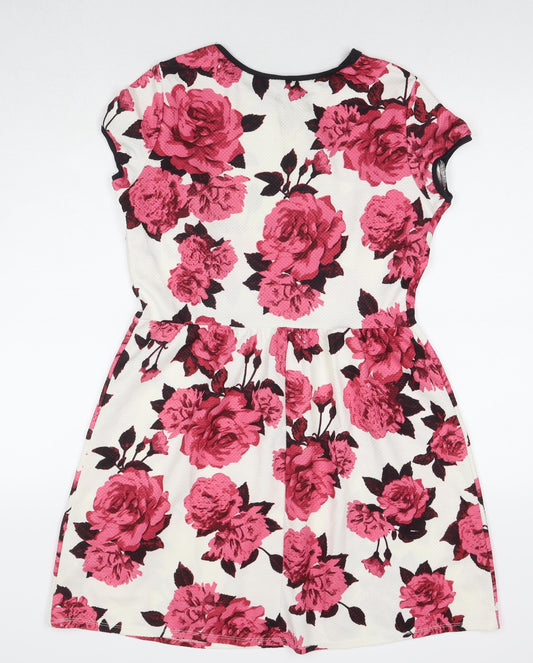 Dorothy Perkins Womens Multicoloured Floral Polyester Fit & Flare Size 14 Round Neck Pullover