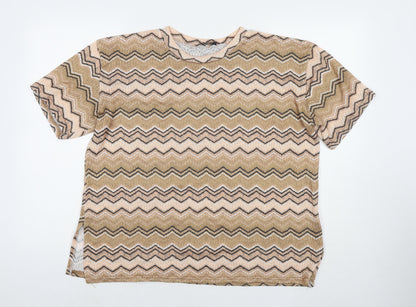 Womens UK Size 14 Stylewise Beige Basic T-Shirt