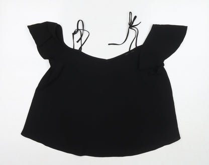 Womens UK Size 10 Topshop Black Basic T-Shirt
