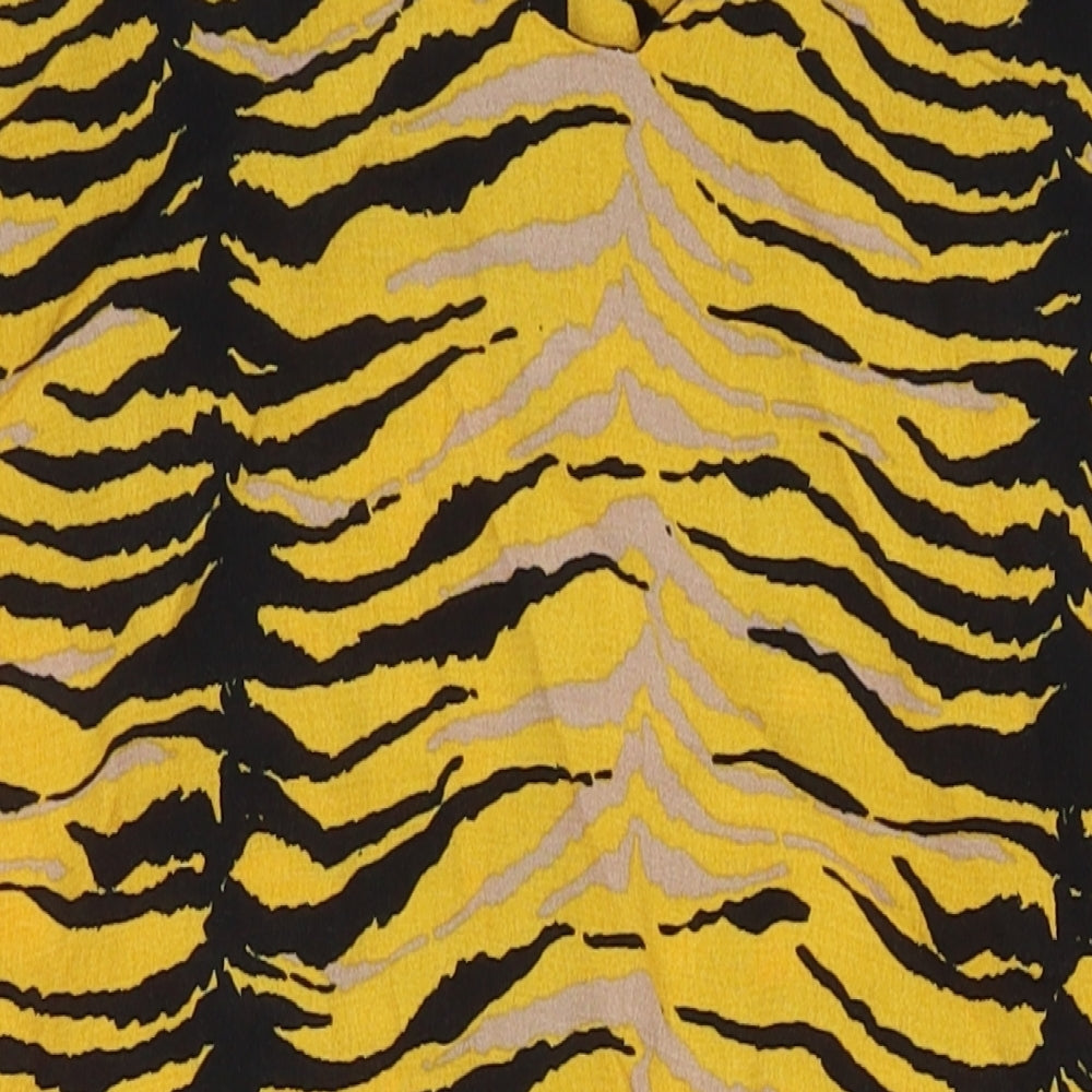 Wallis Womens Yellow Animal Print Polyester Tank Dress Size 12 Round Neck Pullover - Tiger Print