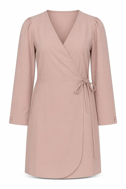 Topshop Womens Beige Polyester Wrap Dress Size 6 V-Neck Tie