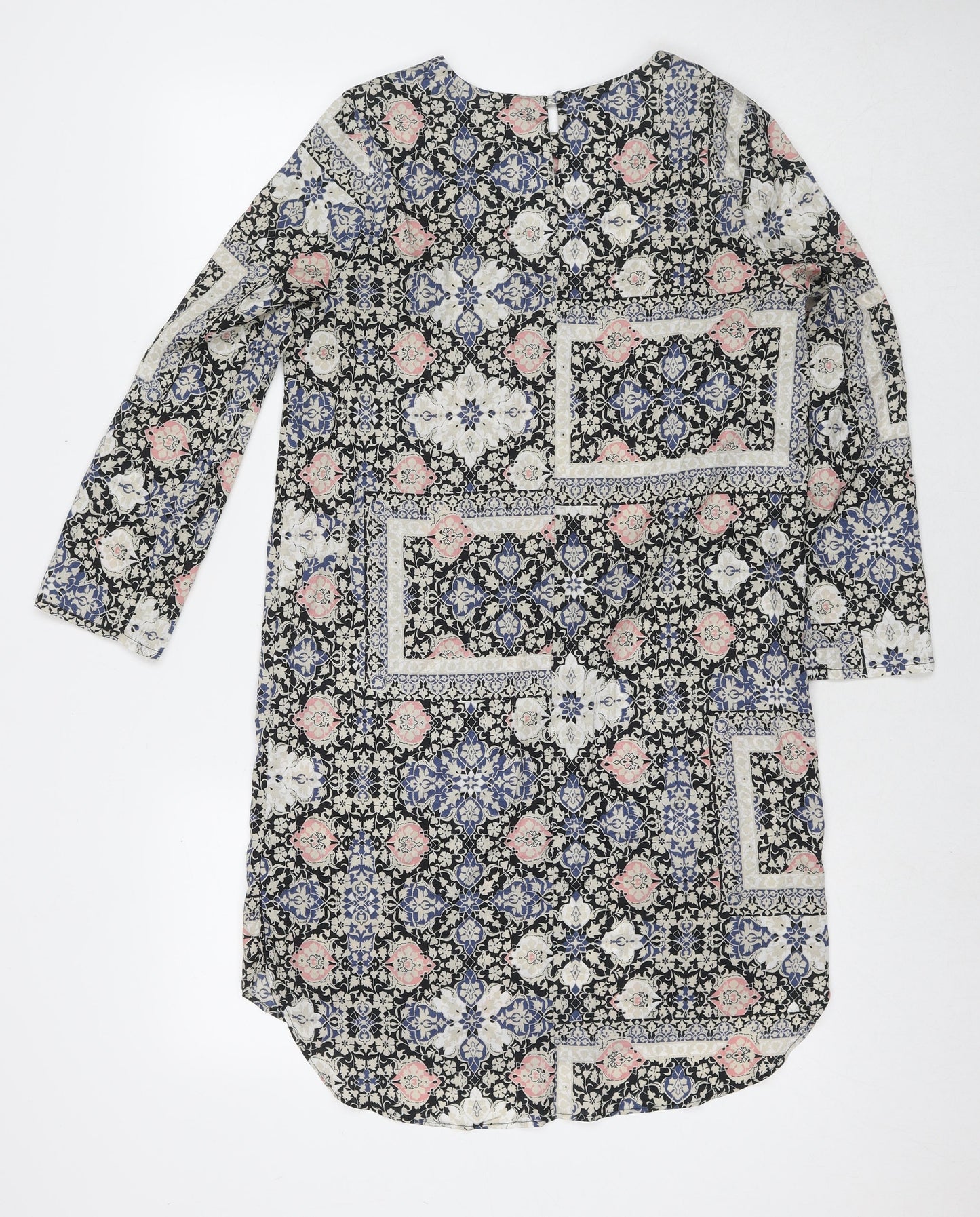 Topshop Womens Multicoloured Geometric Polyester A-Line Size 10 Round Neck Zip
