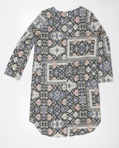 Topshop Womens Multicoloured Geometric Polyester A-Line Size 10 Round Neck Zip