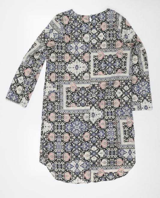 Topshop Womens Multicoloured Geometric Polyester A-Line Size 10 Round Neck Zip