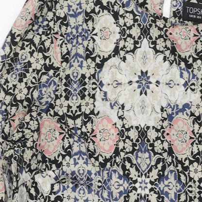 Topshop Womens Multicoloured Geometric Polyester A-Line Size 10 Round Neck Zip