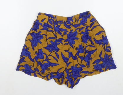 H&M Womens Multicoloured Floral Viscose Hot Pants Shorts Size 4 L3 in Regular Pull On