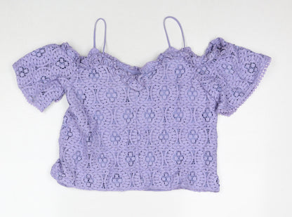 Womens UK Size 10 Topshop Purple Basic T-Shirt