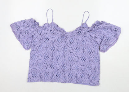 Womens UK Size 10 Topshop Purple Basic T-Shirt