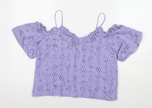 Womens UK Size 10 Topshop Purple Basic T-Shirt