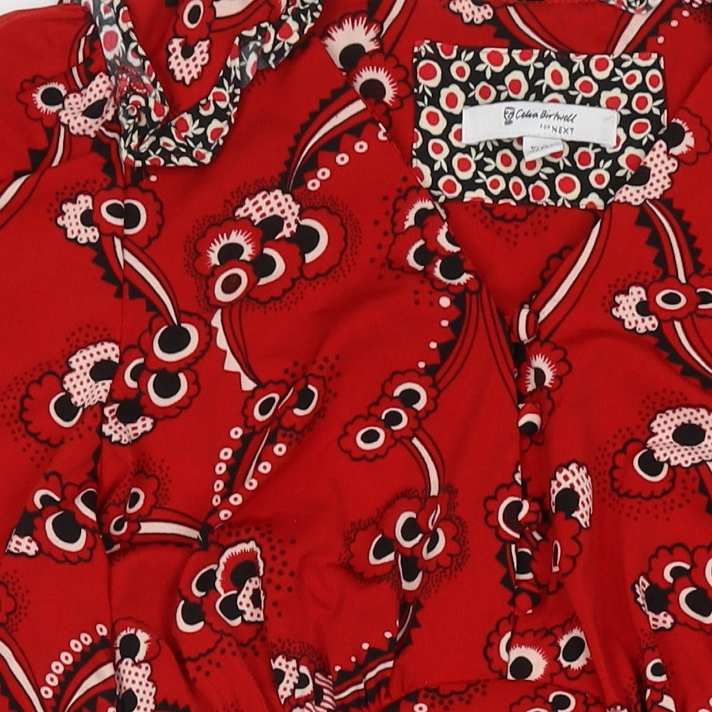 NEXT Womens Red Geometric Polyester A-Line Size 8 Round Neck Pullover