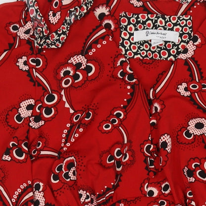 NEXT Womens Red Geometric Polyester A-Line Size 8 Round Neck Pullover