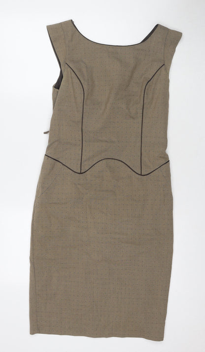 NEXT Womens Brown Polyester A-Line Size 4 Round Neck Pullover