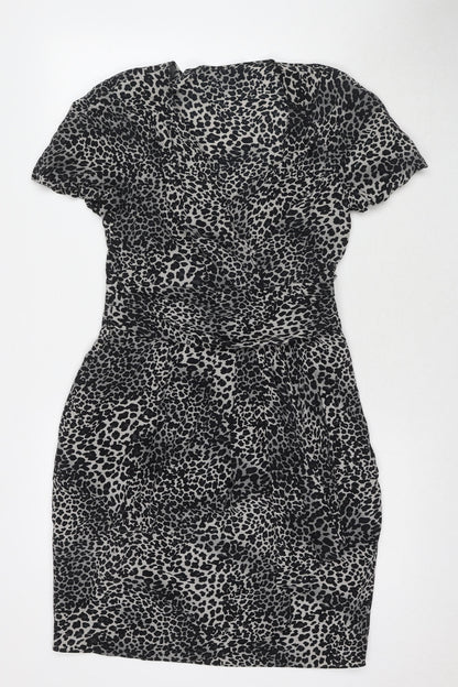 Aeff Womens Black Silk A-Line Size 8 V-Neck Zip