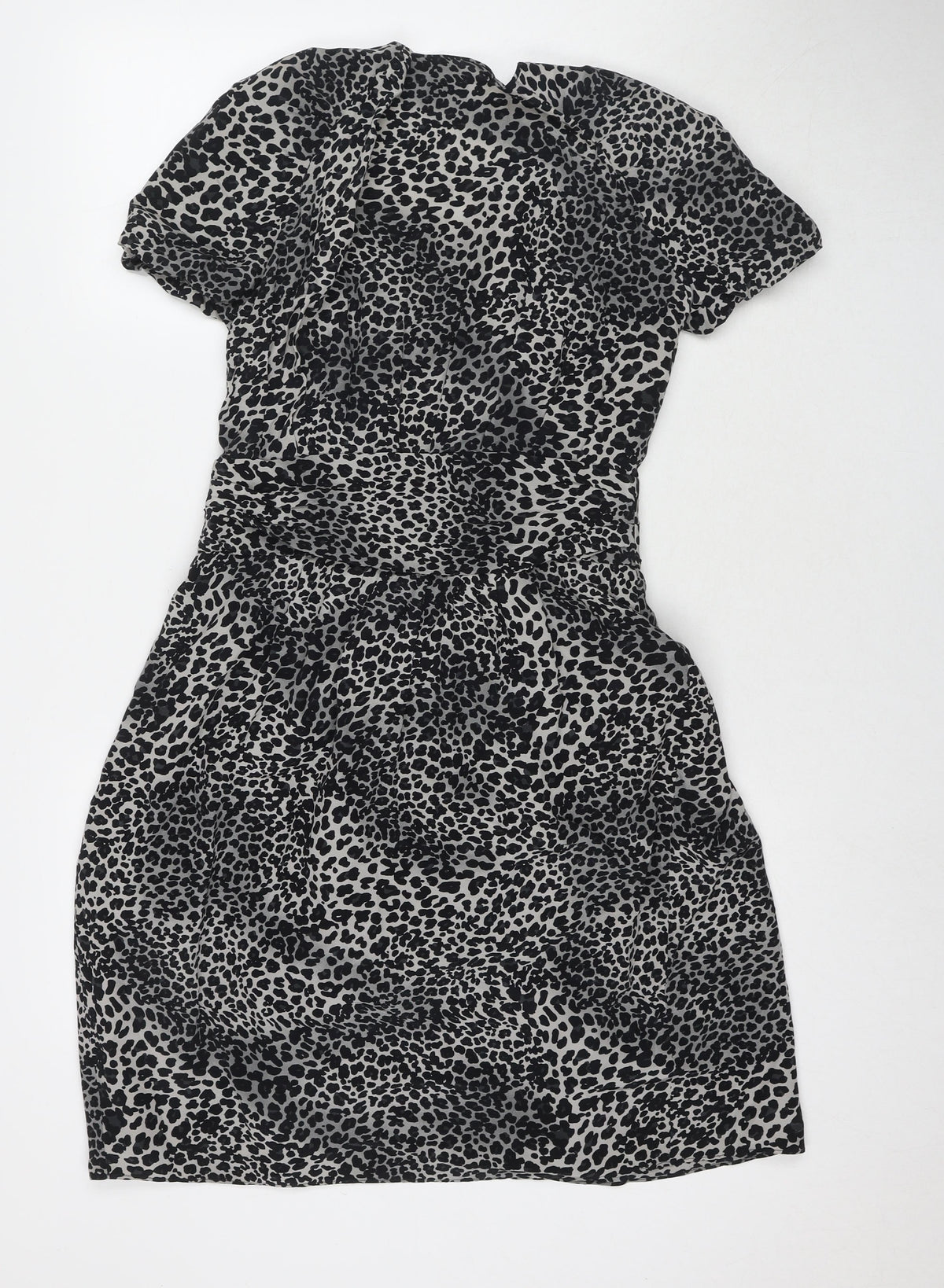 Aeff Womens Black Silk A-Line Size 8 V-Neck Zip