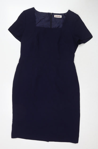 Kaleidoscope Womens Blue Polyester A-Line Size 14 Square Neck Zip