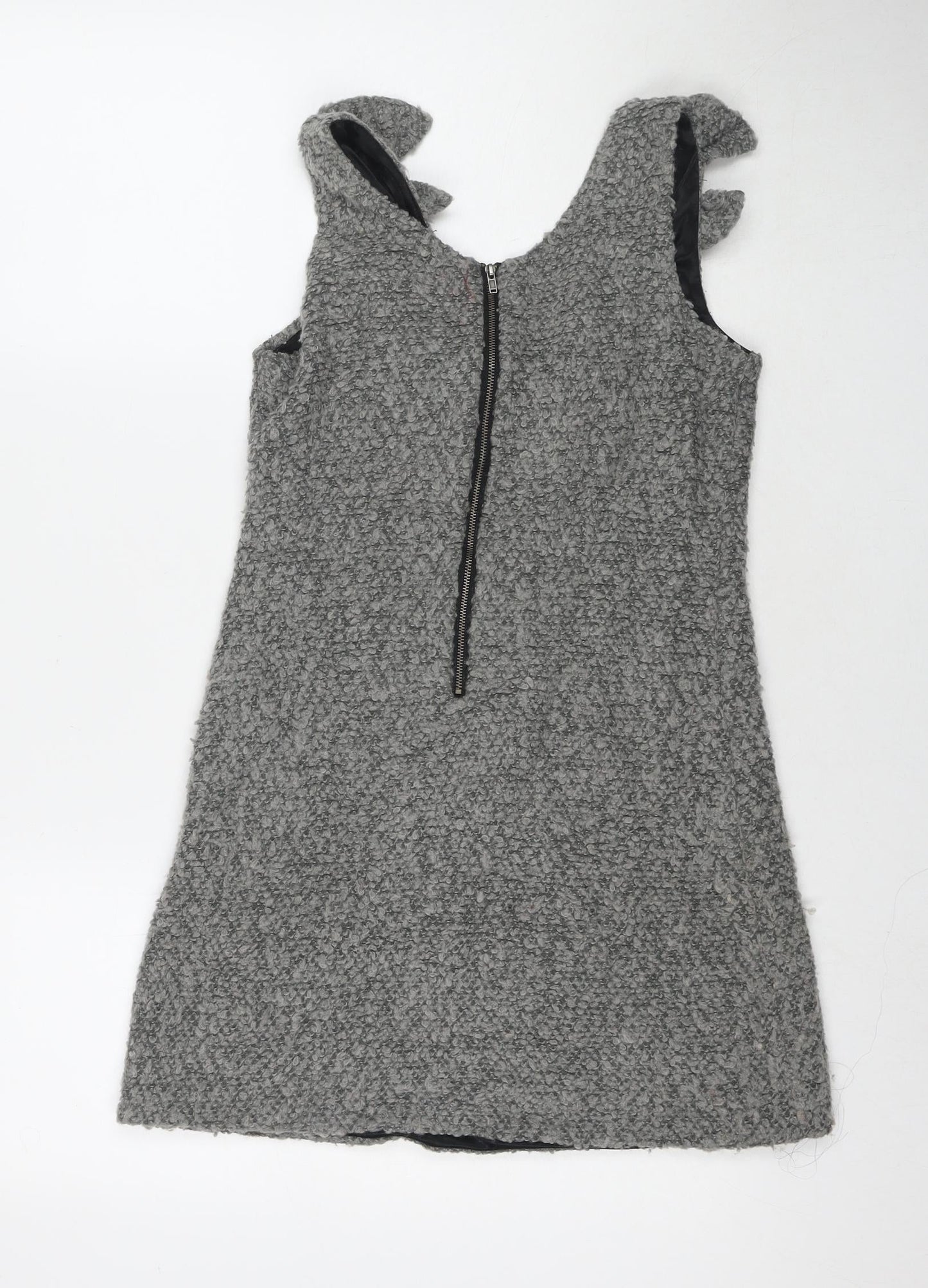 Club L Womens Grey Cotton Tank Dress Size M Round Neck Zip - Size M/L